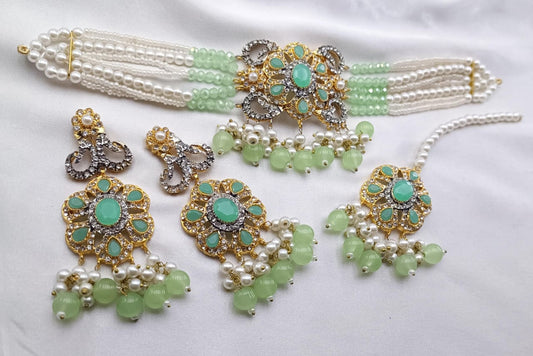 White Pearls Choker Set