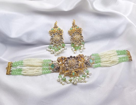 White Pearls Choker Set