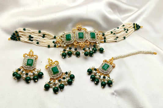 White Pearls Choker Set