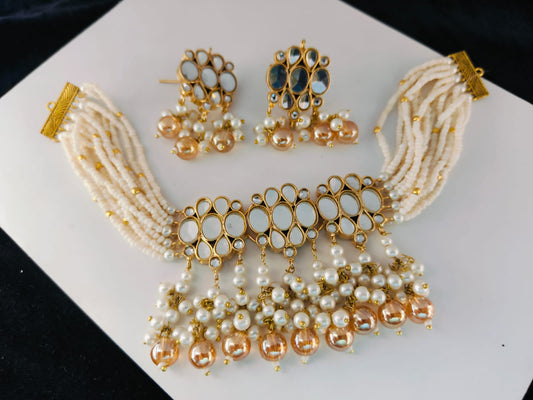 White Pearls Choker Set