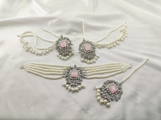 White Pearls Choker Set