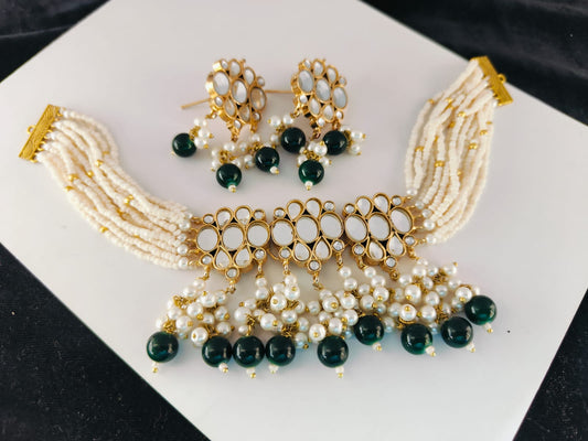 White Pearls Choker Set