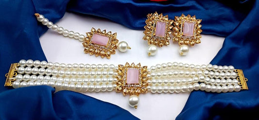 White Pearls Choker Set