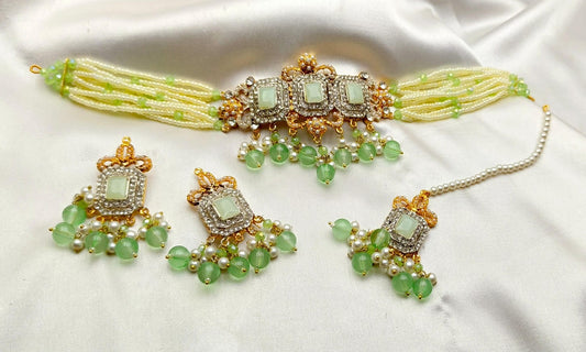 White Pearls Choker Set