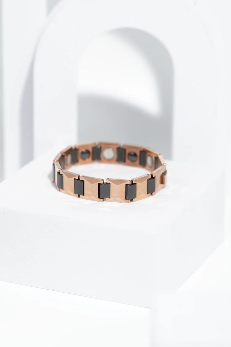 The Rose Gold & Black Geometric Men's Bracelet