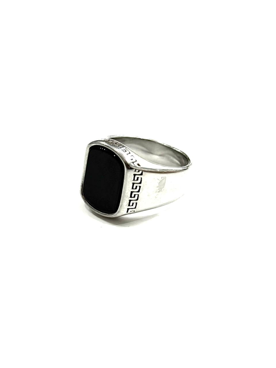 The Black Onyx Greek Key Men's Statement Ring