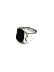 The Black Onyx Greek Key Men's Statement Ring