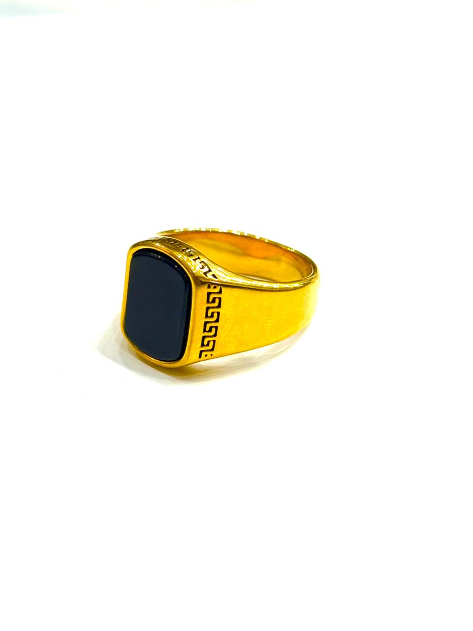 The Black Onyx Greek Key Men's Statement Ring