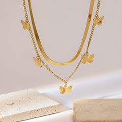 Butterfly Inlay Crystal Pendant Duo