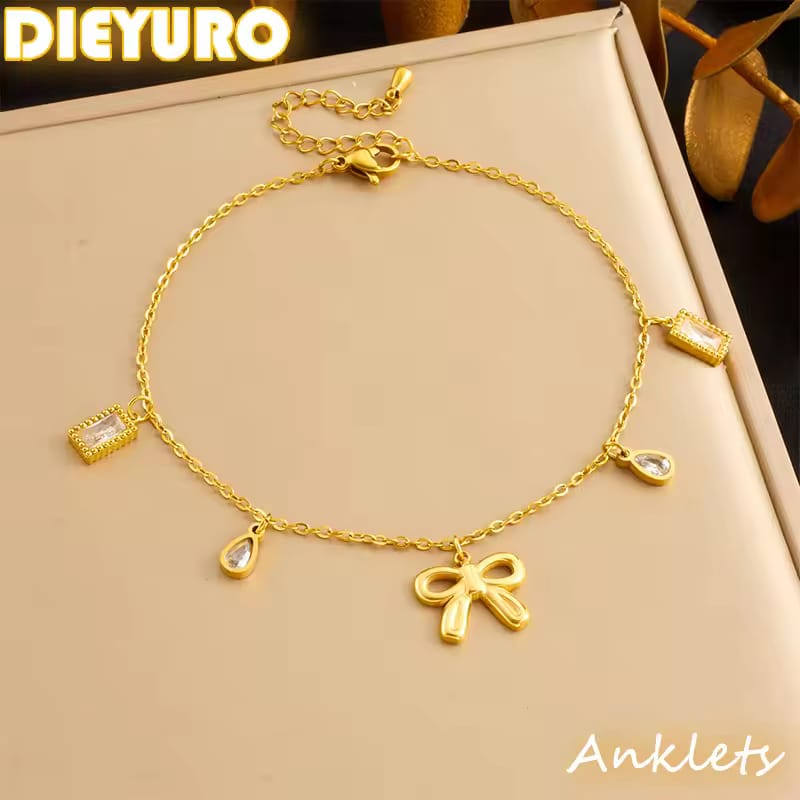 The Bow & Sparkle Charm Anklet
