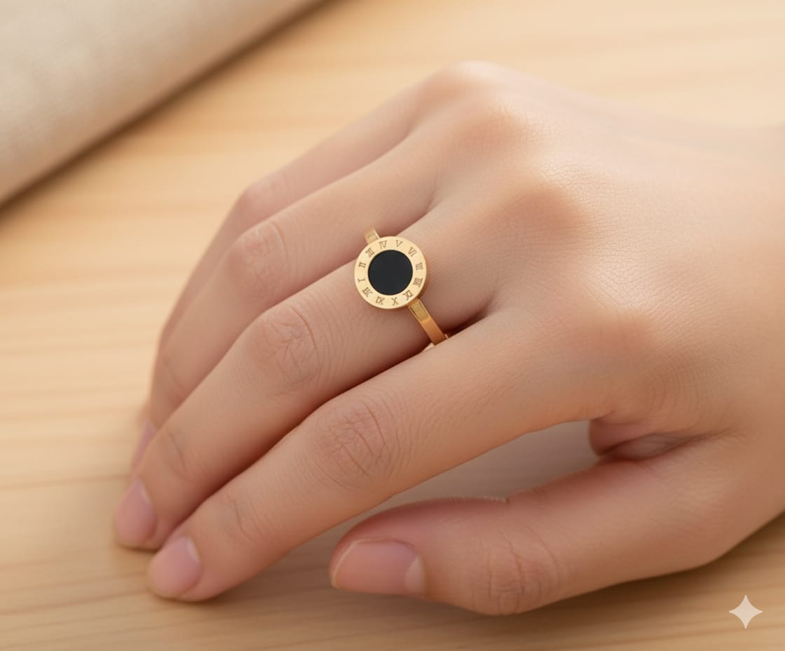 The Black Enamel Roman Ring