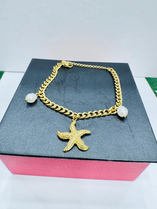 The Golden Starfish Charm Bracelet