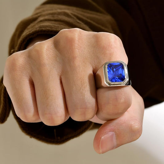 The Sovereign Blue Sapphire Men's Signet Ring