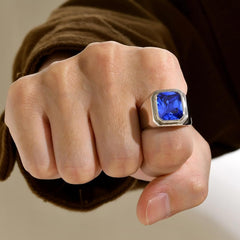 The Sovereign Blue Sapphire Men's Signet Ring