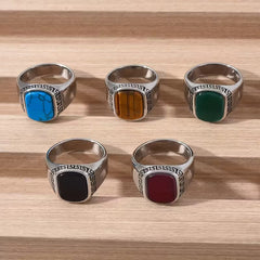 The Black Onyx Greek Key Men's Statement Ring