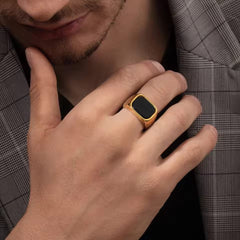 The Rectangular Black Onyx Men's Signet Ring