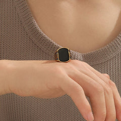 The Black Onyx & Intaglio Greek Key Men's Signet Ring