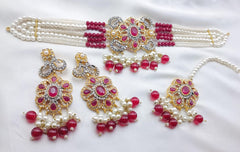 White Pearls Choker Set
