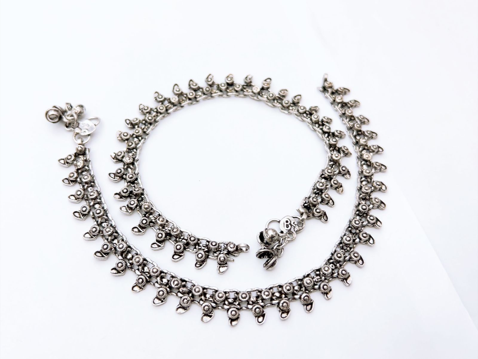 The Antique Floral Link Ghungroo Payal (Pair)