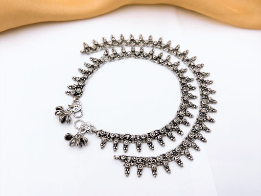 The Antique Oxidized Traditional Bell Payal (Pair)