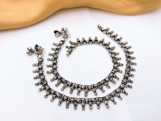 The Antique Floral Link Ghungroo Payal (Pair)