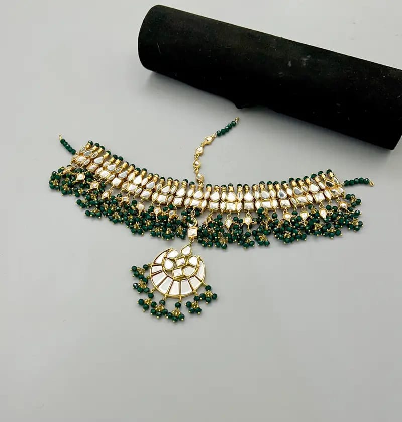 Party Wear Sheesha Matha Patti with Chandbali Maang Tikka