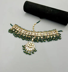 Party Wear Sheesha Matha Patti with Chandbali Maang Tikka