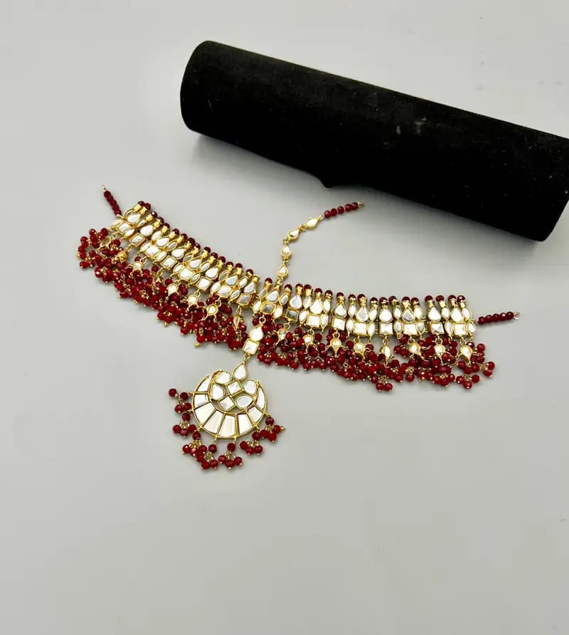 Party Wear Sheesha Matha Patti with Chandbali Maang Tikka