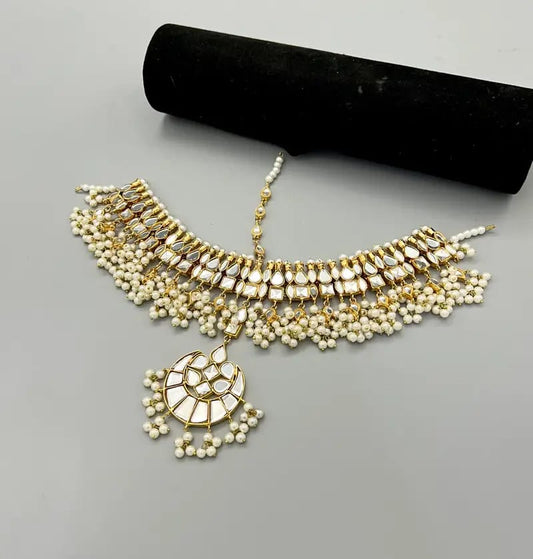 Party Wear Sheesha Matha Patti with Chandbali Maang Tikka