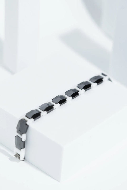 Black and White Geometric Link Bracelet