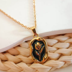 Vintage Bloom Enamel Pendant Necklace
