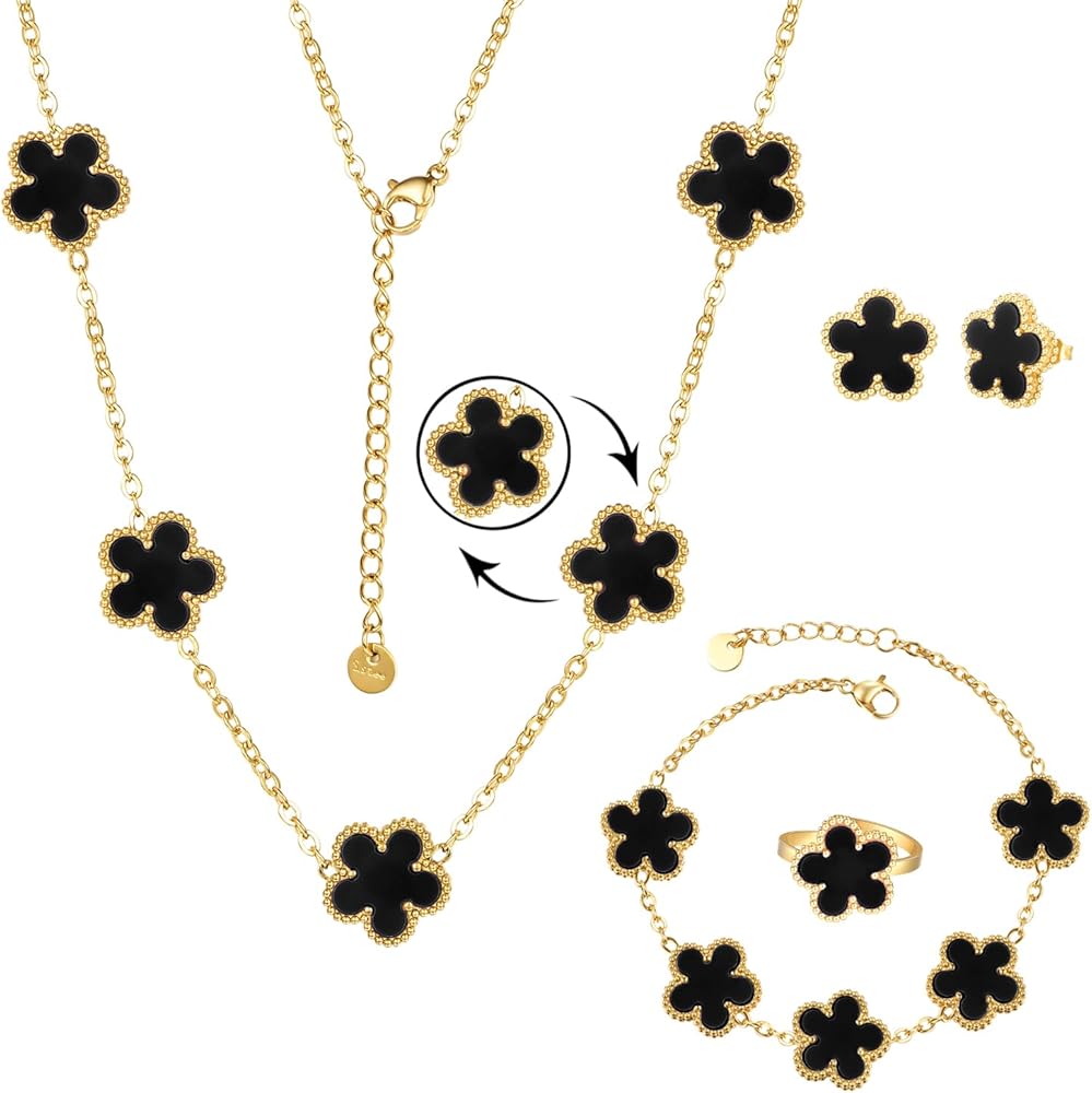 Black Clover 3-Piece Jewelry Set – Necklace, Bracelet & Earrings