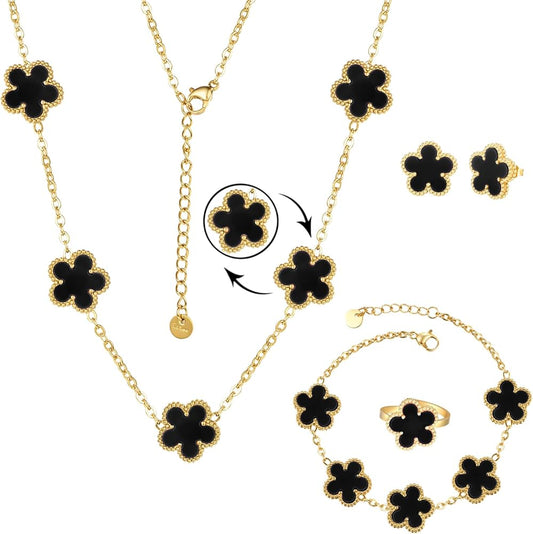Black Clover 3-Piece Jewelry Set – Necklace, Bracelet & Earrings