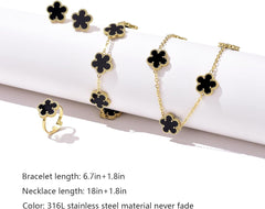 Black Clover 3-Piece Jewelry Set – Necklace, Bracelet & Earrings