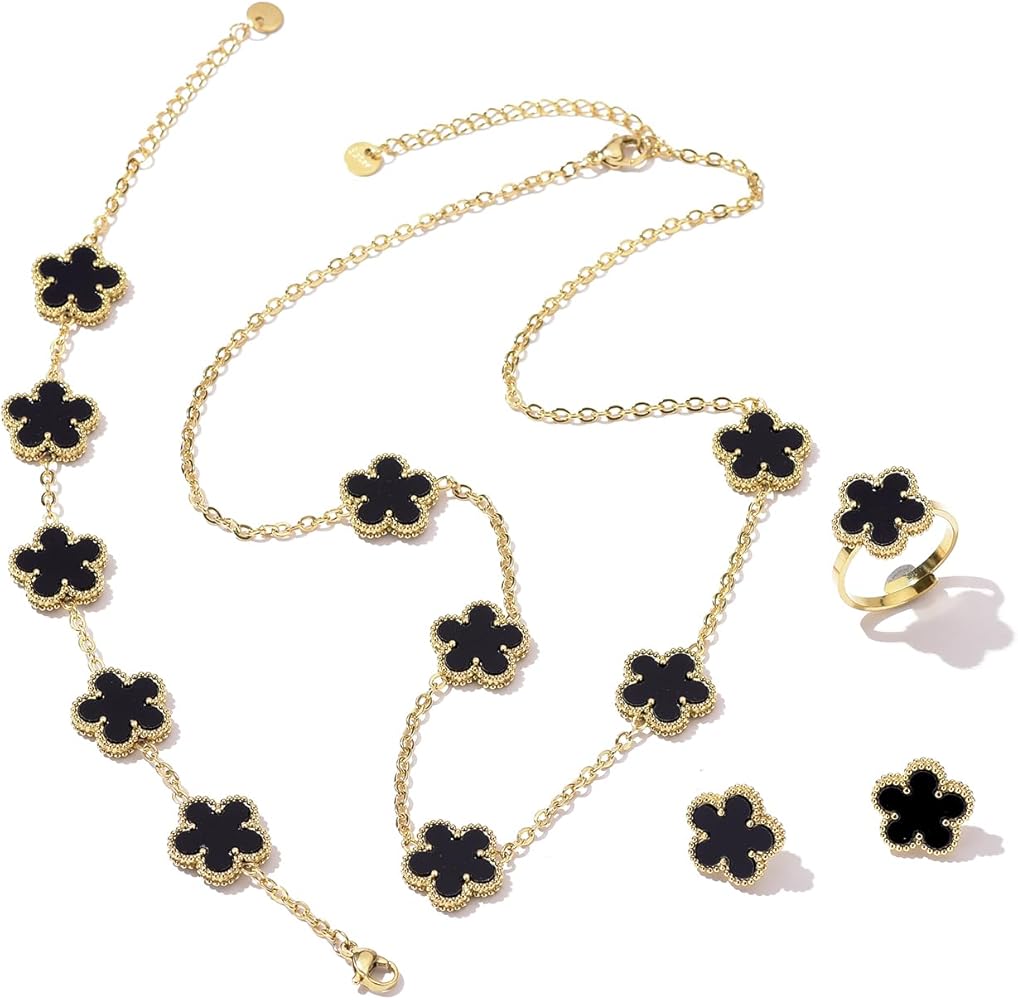 Black Clover 3-Piece Jewelry Set – Necklace, Bracelet & Earrings