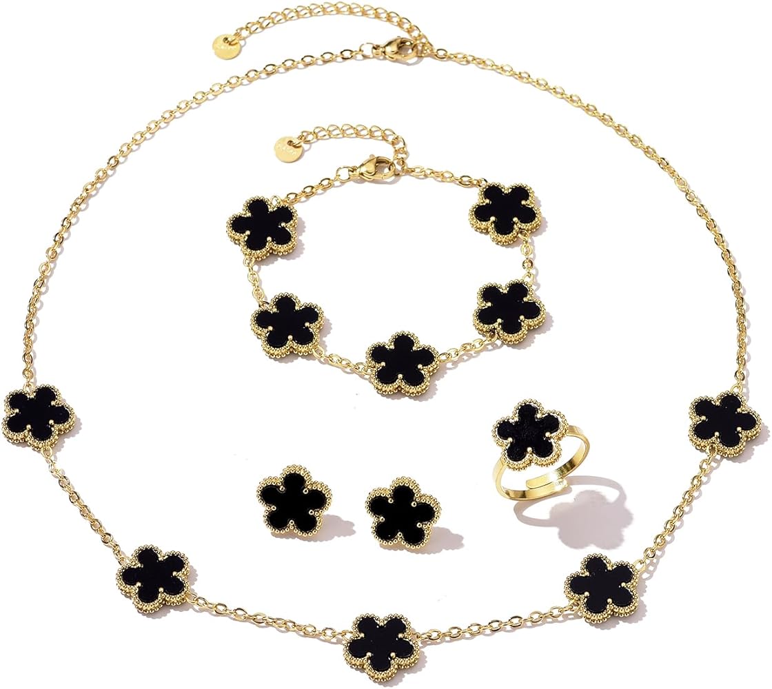 Black Clover 3-Piece Jewelry Set – Necklace, Bracelet & Earrings