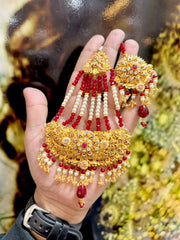 Exquisite American Diamond Bridal Jewelry Set - 4-Line Choker Necklace, Earrings & Maang Tikka