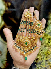 Exquisite American Diamond Bridal Jewelry Set - 4-Line Choker Necklace, Earrings & Maang Tikka