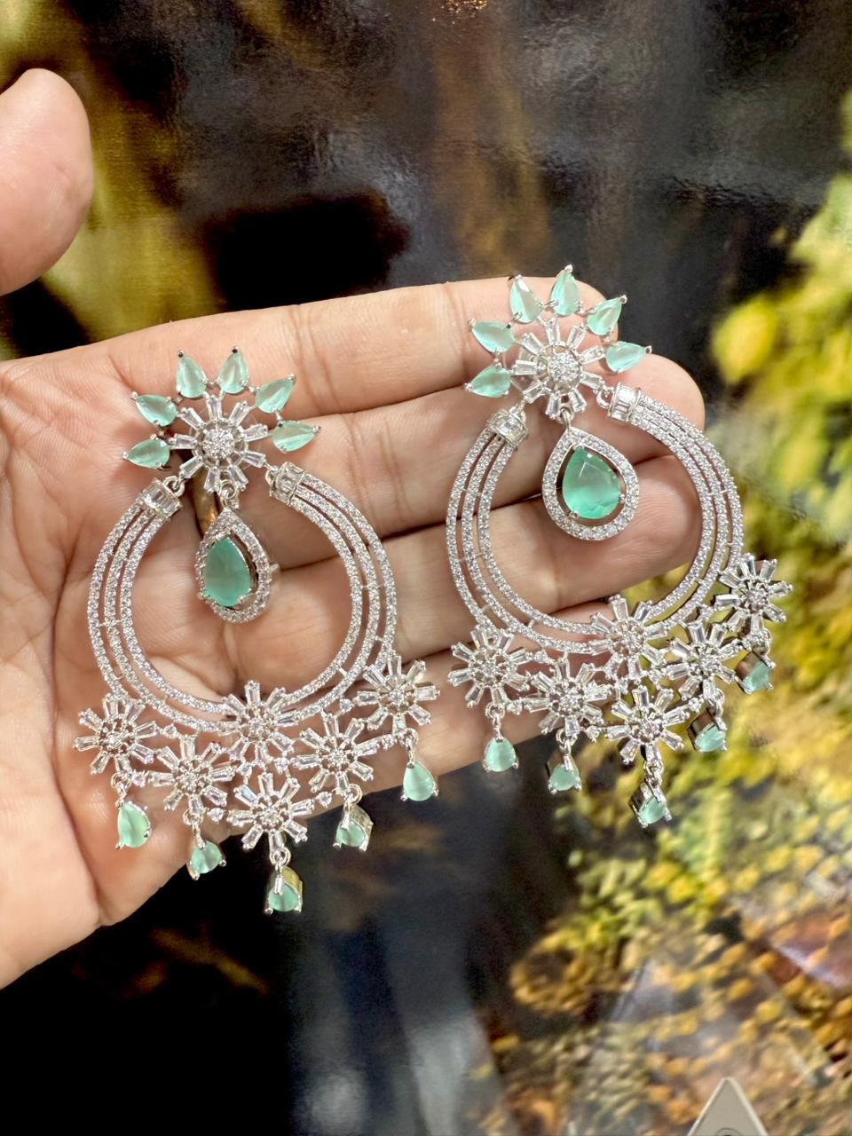 Elegant Floral Hoop Chandelier Earrings