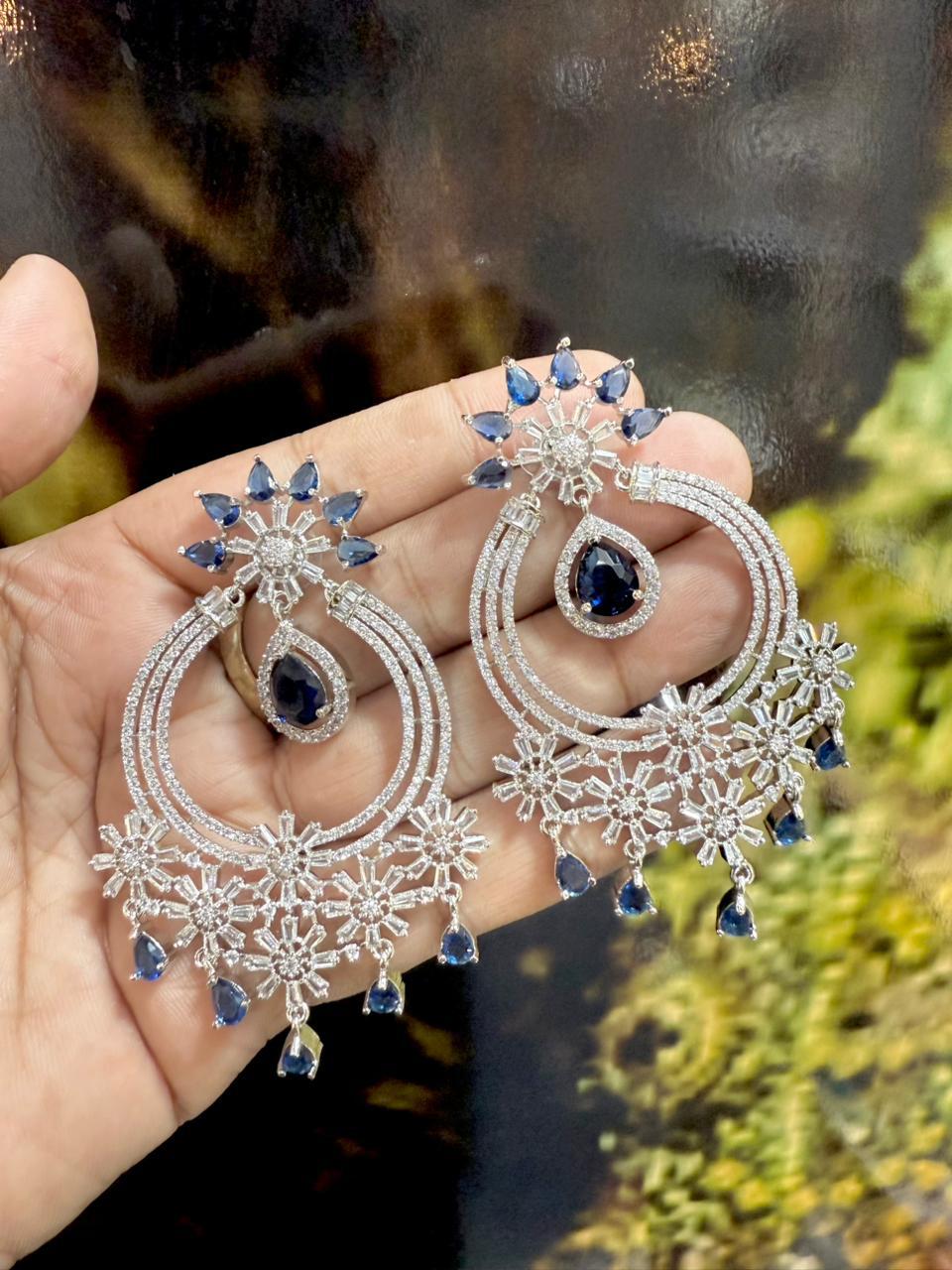 Elegant Floral Hoop Chandelier Earrings