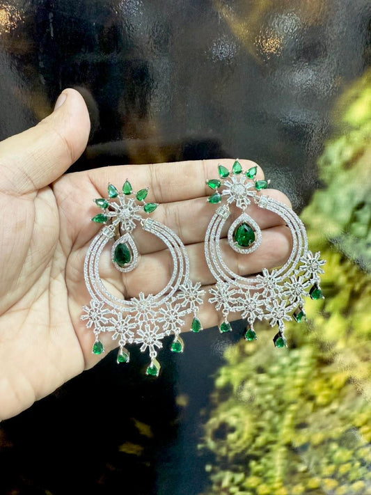 Elegant Floral Hoop Chandelier Earrings