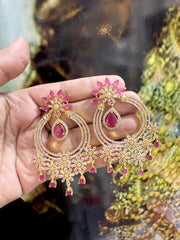 Elegant Floral Hoop Chandelier Earrings