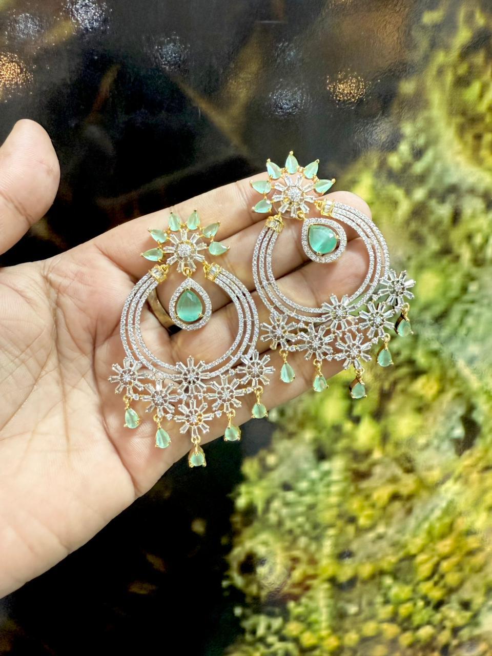 Elegant Floral Hoop Chandelier Earrings