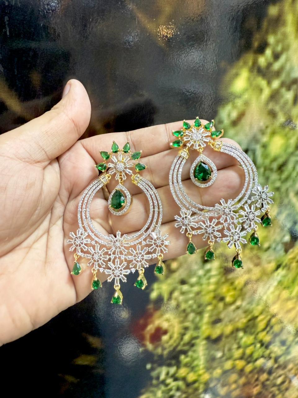 Elegant Floral Hoop Chandelier Earrings