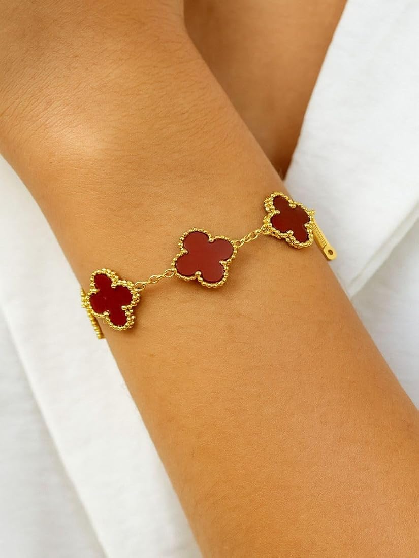 Van Cleef & Arpels Vintage Alhambra Carnelian Yellow Gold Bracelet