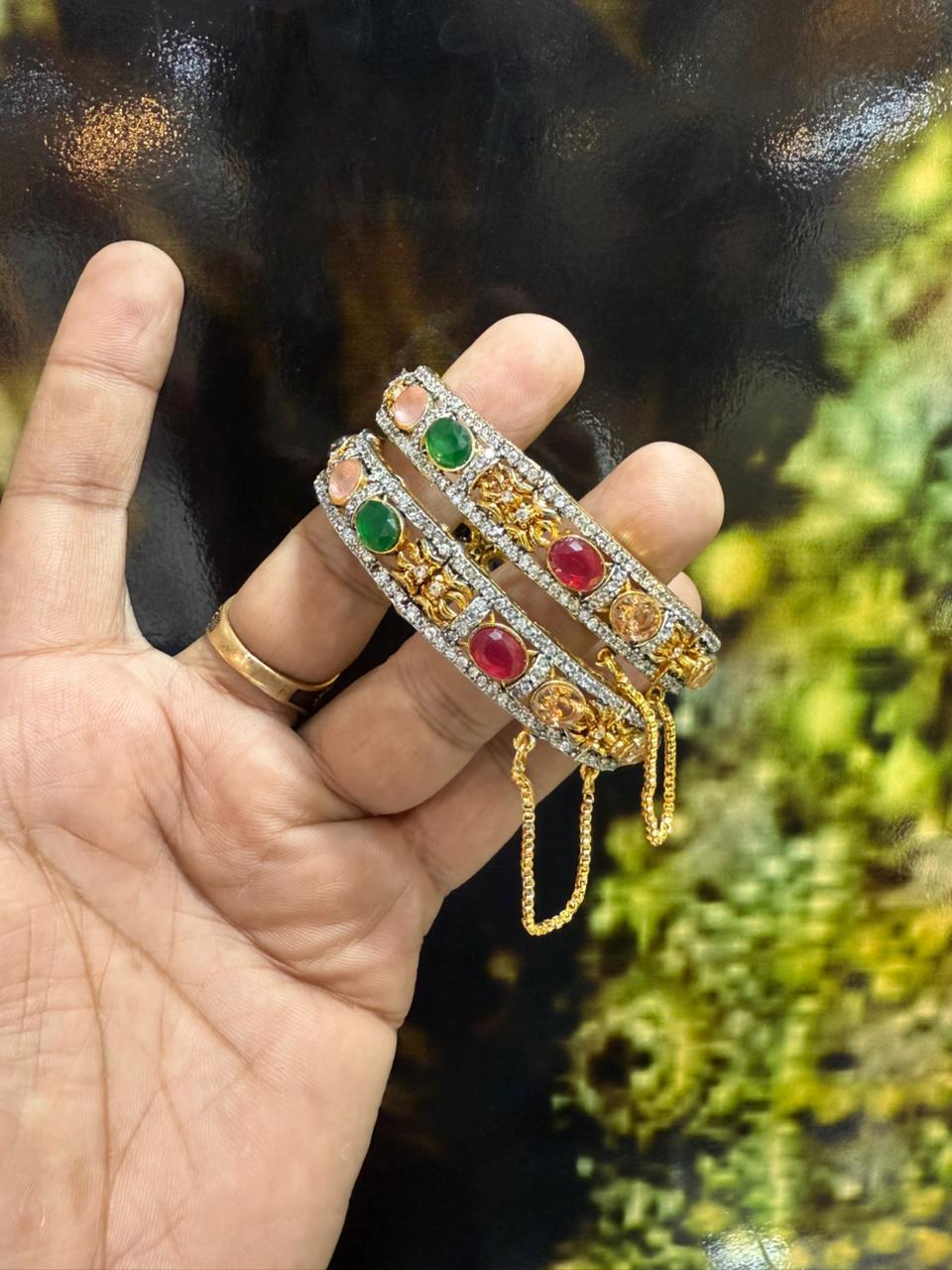 Imperial Filigree Gold-Toned Statement Kada (Pair)