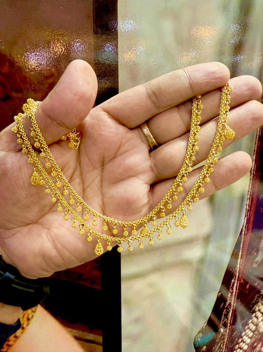 Regal Double-Layer Gold-Toned Charm Anklet (Payal)