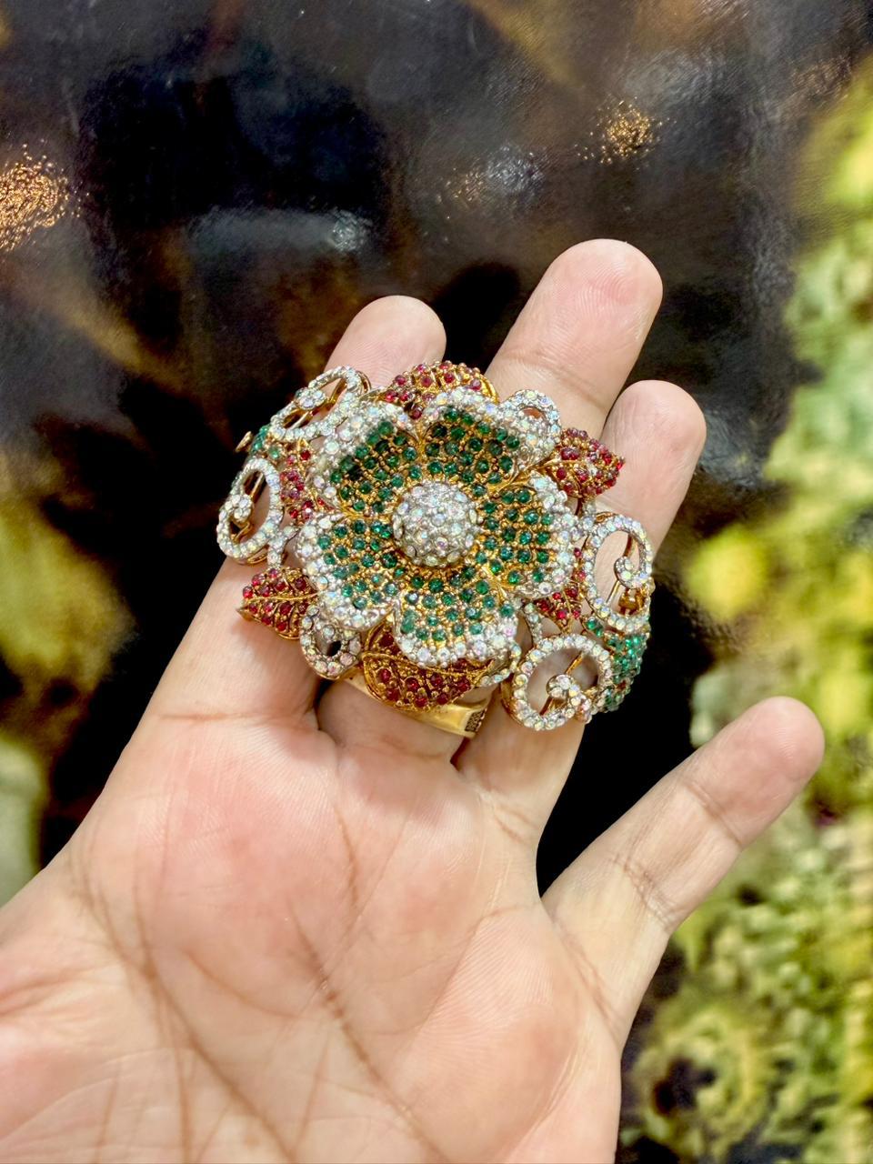 Majestic Blooming Floral Encrusted Statement Ring