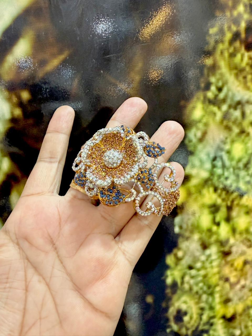 Majestic Blooming Floral Encrusted Statement Ring