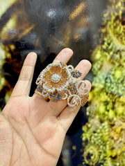 Majestic Blooming Floral Encrusted Statement Ring